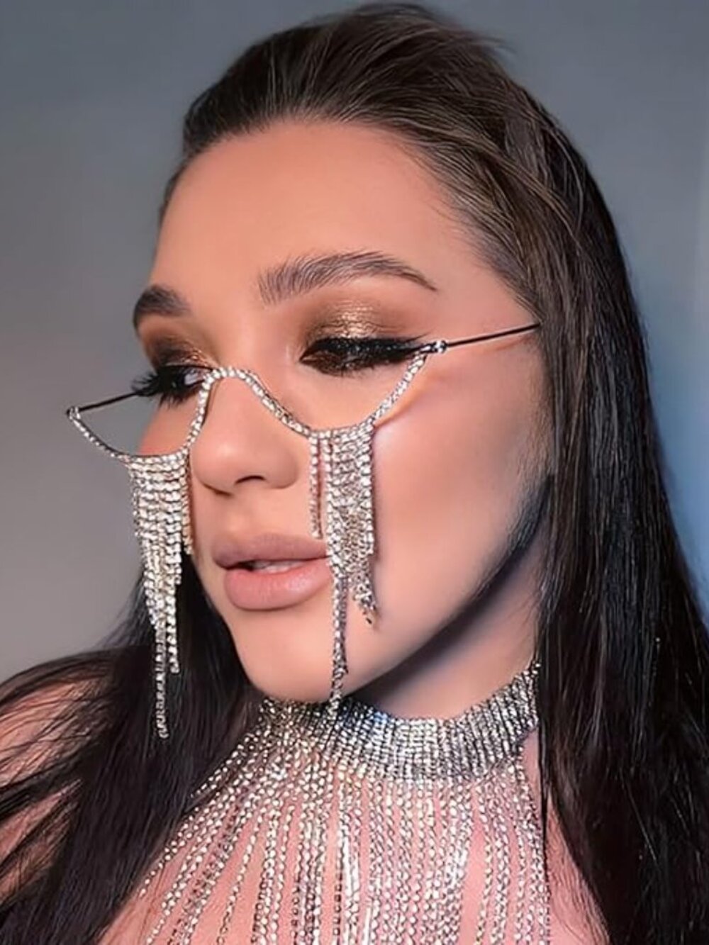 Rhinestone Glasses Frame No Lens